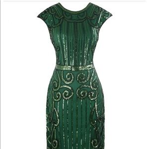 Hunter Green Fringe Dress
